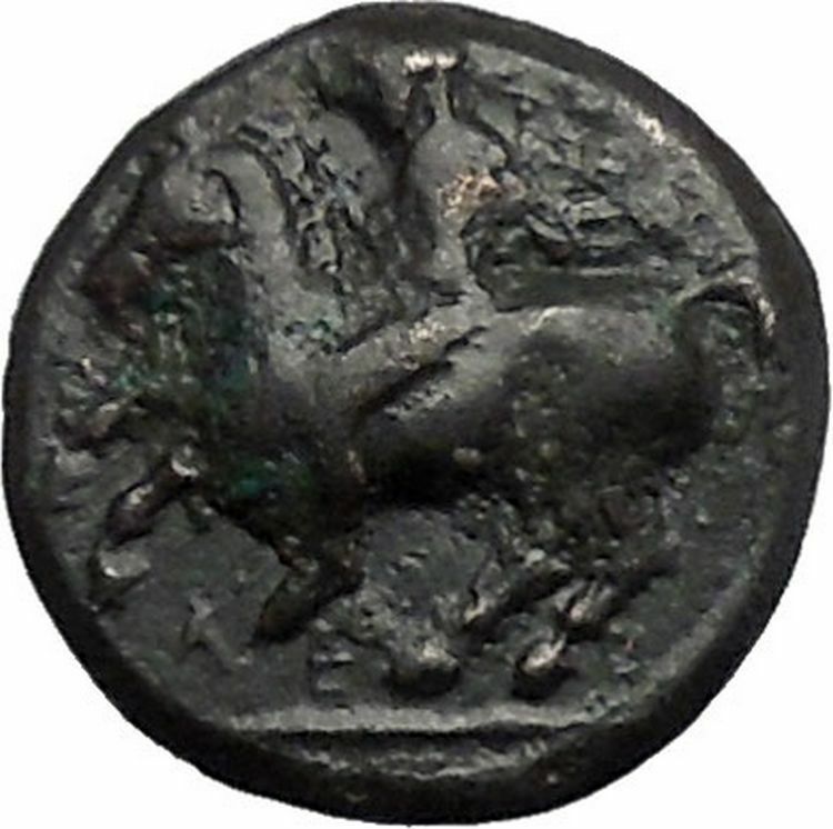 KRANNON in THESSALY 350BC Horseman Bull Authentic Ancient Greek Coin i49351