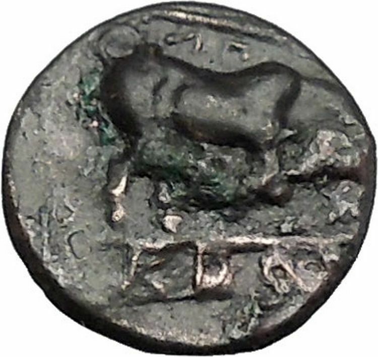 KRANNON in THESSALY 350BC Horseman Bull Authentic Ancient Greek Coin i49351