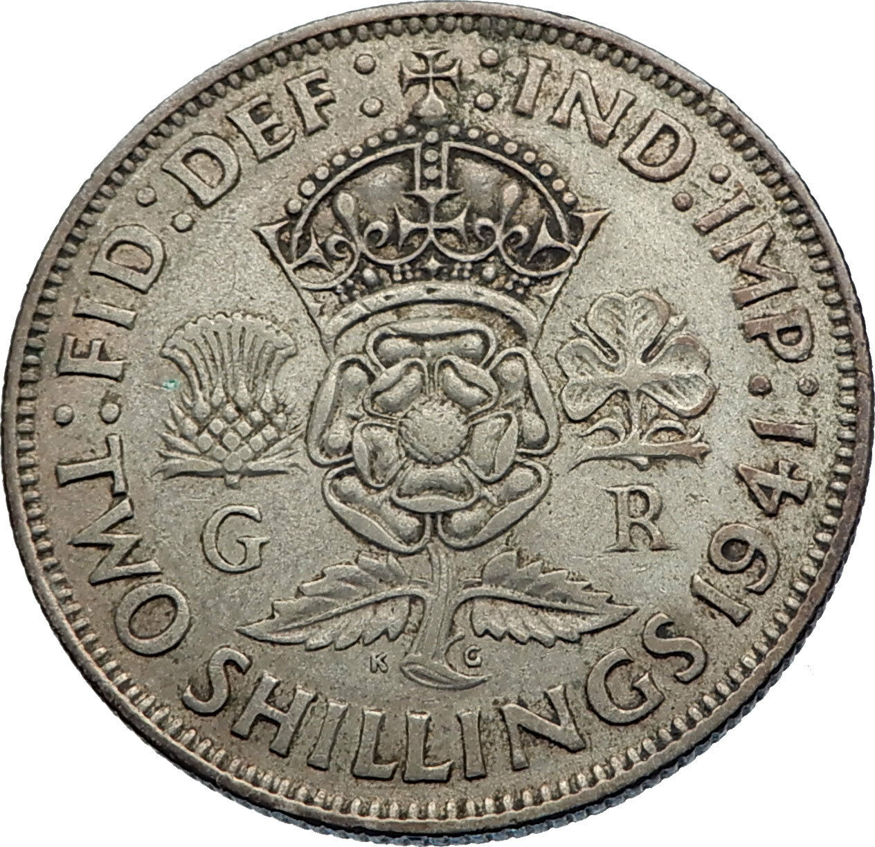 1941 United Kingdom Great Britain GEORGE VI Silver Florin 2Shillings Coin i71951