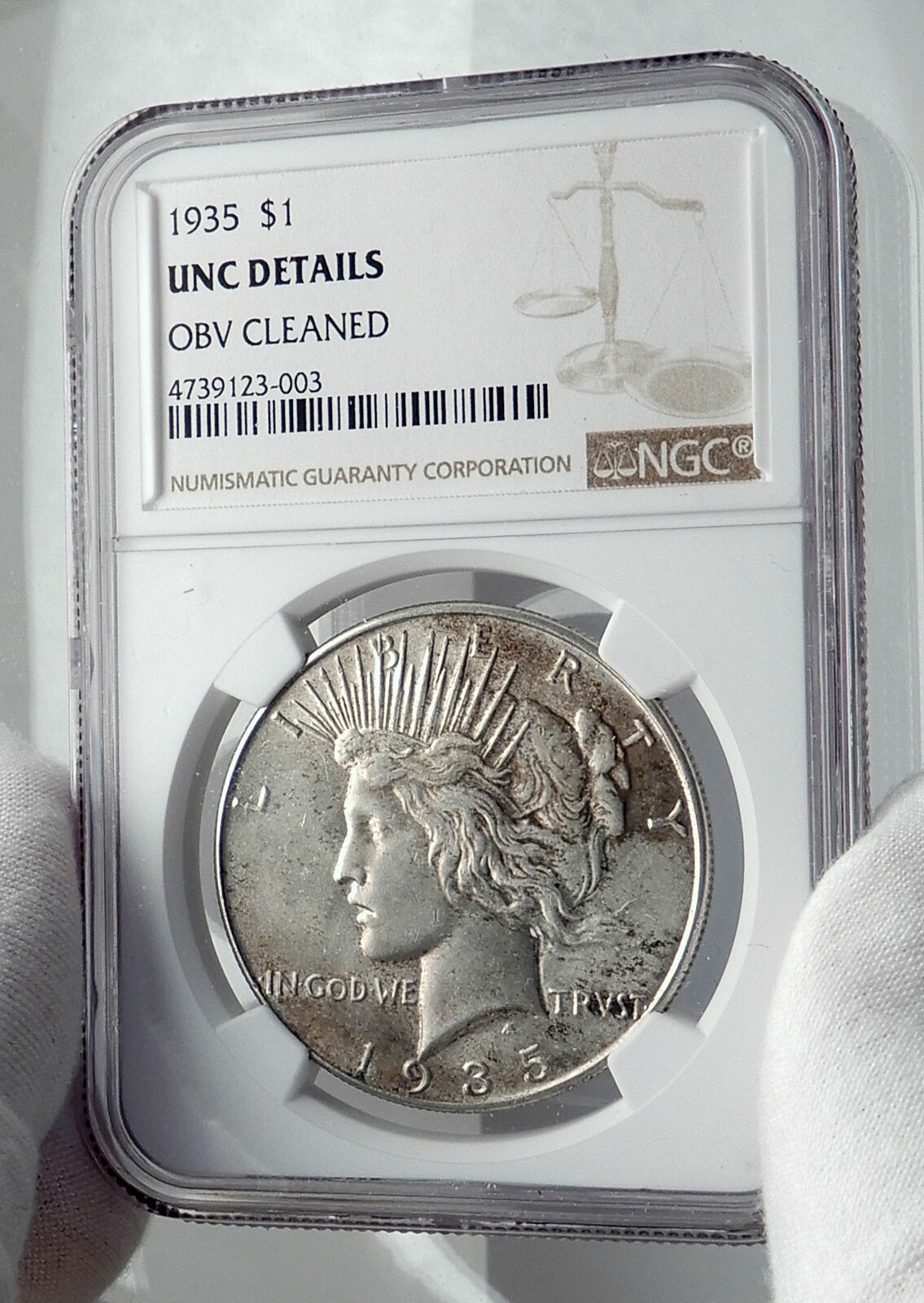 1935 US Silver PEACE DOLLAR United States Coin LIBERTY & EAGLE NGC i80034