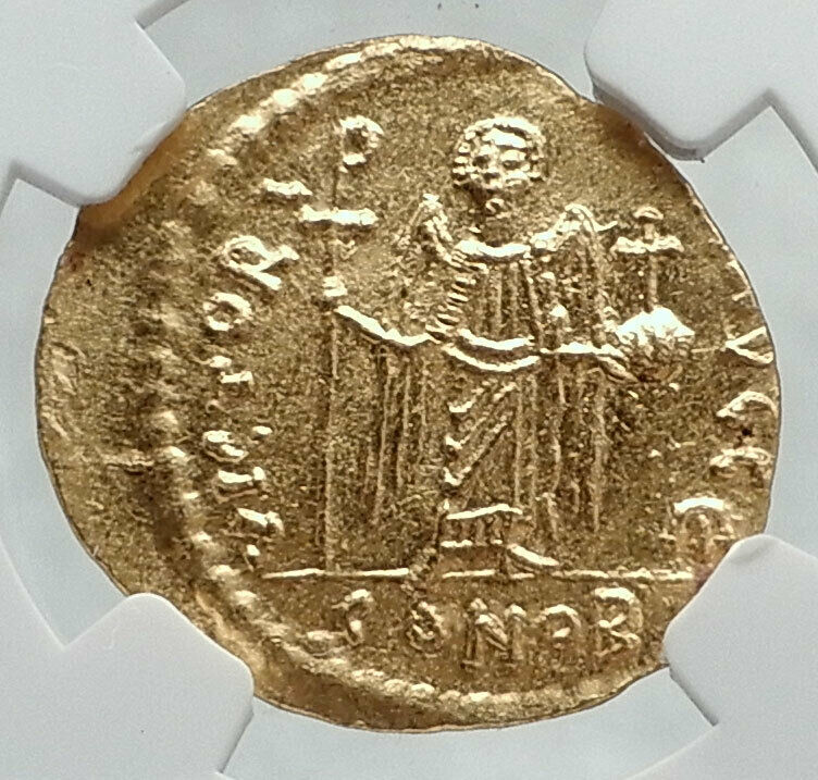 MAURICE TIBERIUS Authentic Ancient Byzantine GOLD Solidus Coin NGC MS i80682