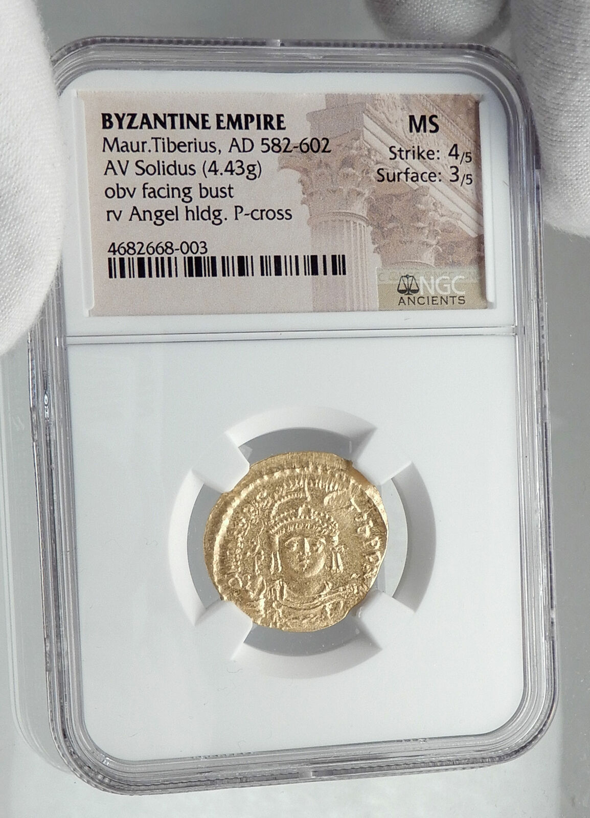 MAURICE TIBERIUS Authentic Ancient Byzantine GOLD Solidus Coin NGC MS i80682