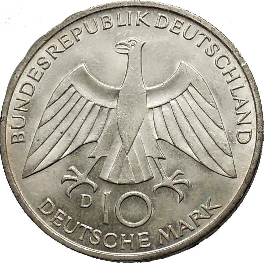 1972 Germany Munich Summer Olympic Games Schleife 10 Mark Silver Coin i52438