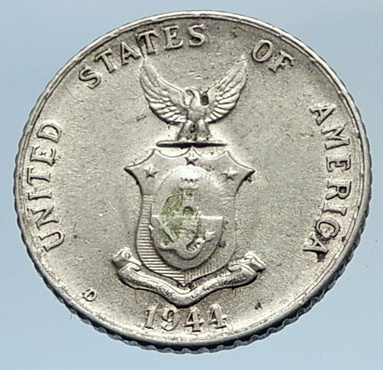 1944 D PHILIPPINES - TEN Centavos United States of America Silver Coin i74286