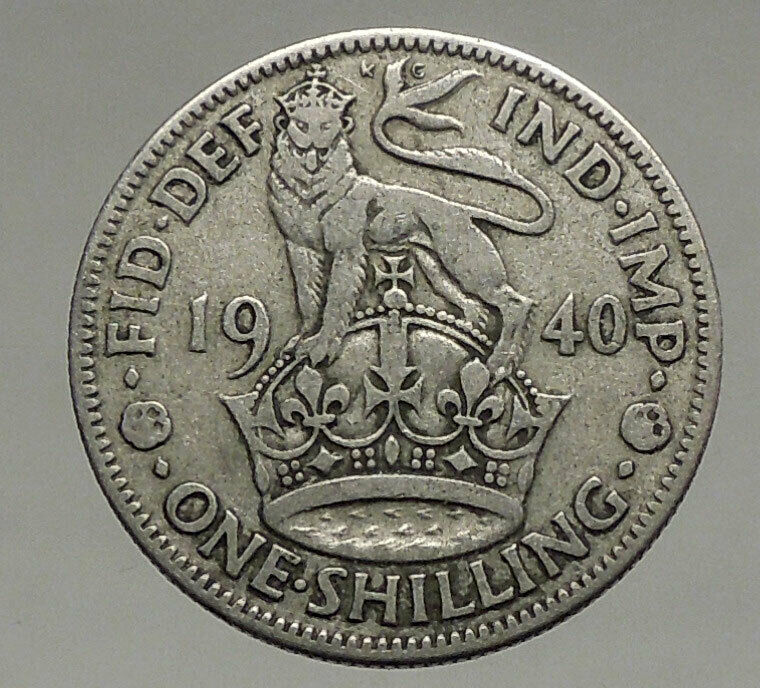 1940 United Kingdom UK Great Britain GEORGE VI Lion Silver Shilling Coin i56901