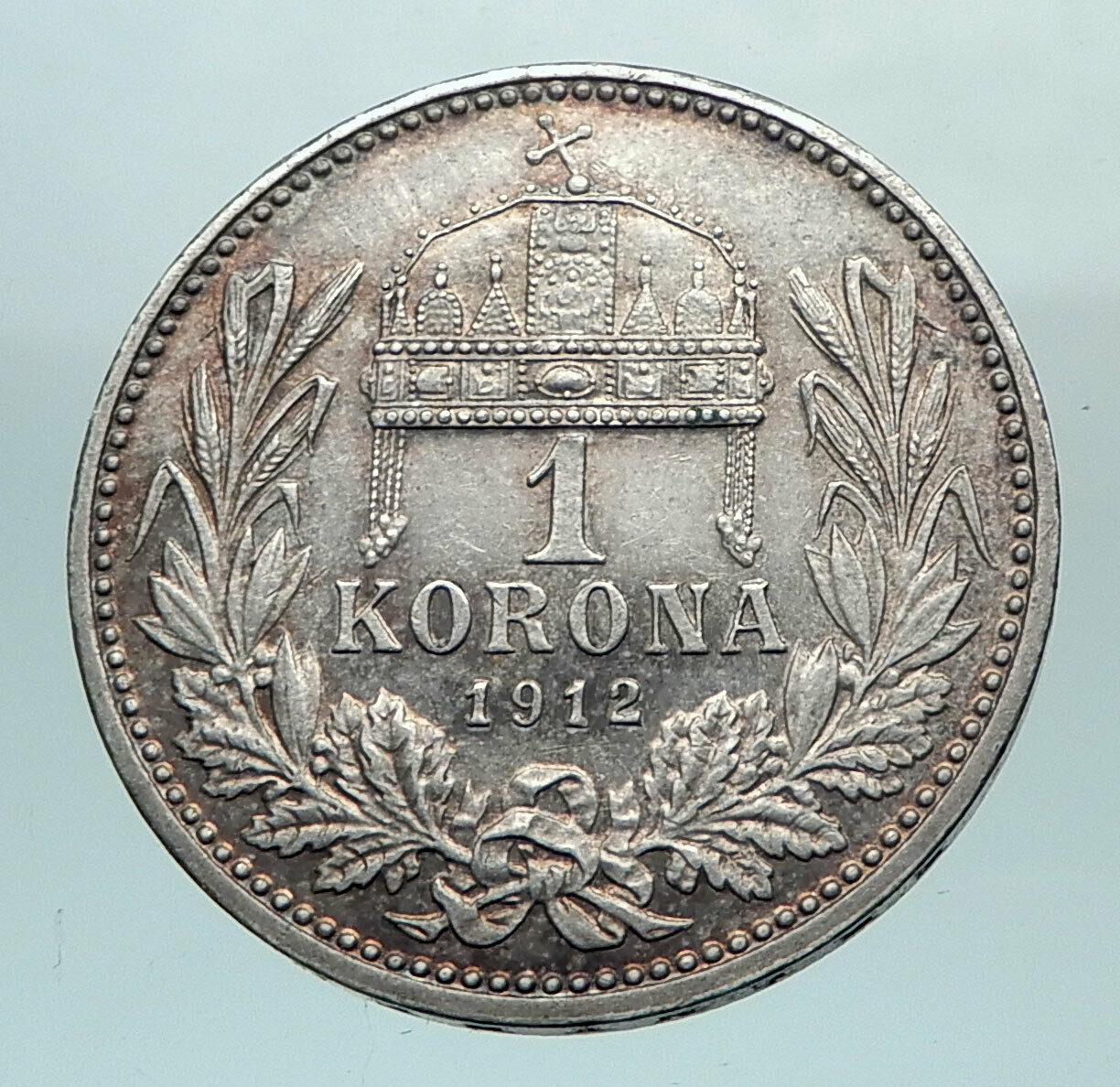 1912 HUNGARY w King Franz Joseph I Hungarian Antique Silver Korona Coin i81063