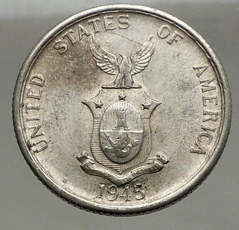 1945 S PHILIPPINES Under US Administration Eagle Silver 50 Centavos Coin i56611