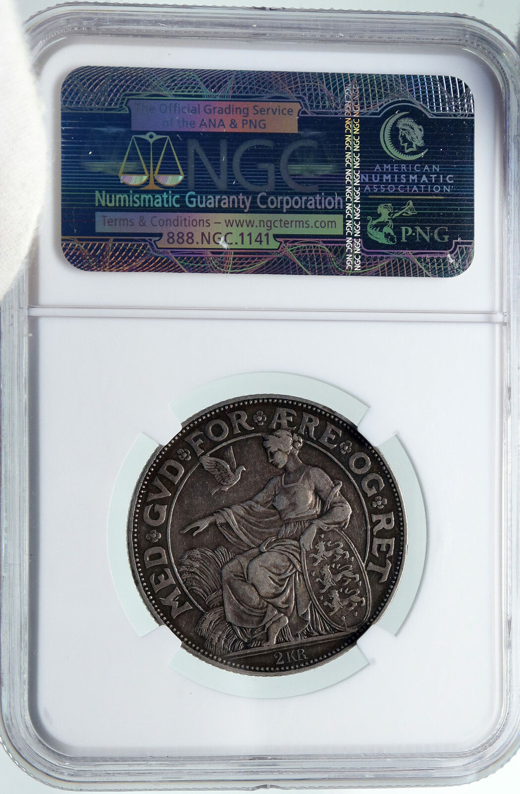 1903 DENMARK King Christian IX 25th Anniversary Silver 2 Kroner Coin NGC i86989