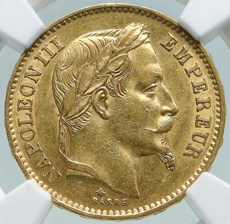 1868 A FRANCE Emperor NAPOLEON III Antique Gold 20 Franc French NGC Coin i87379