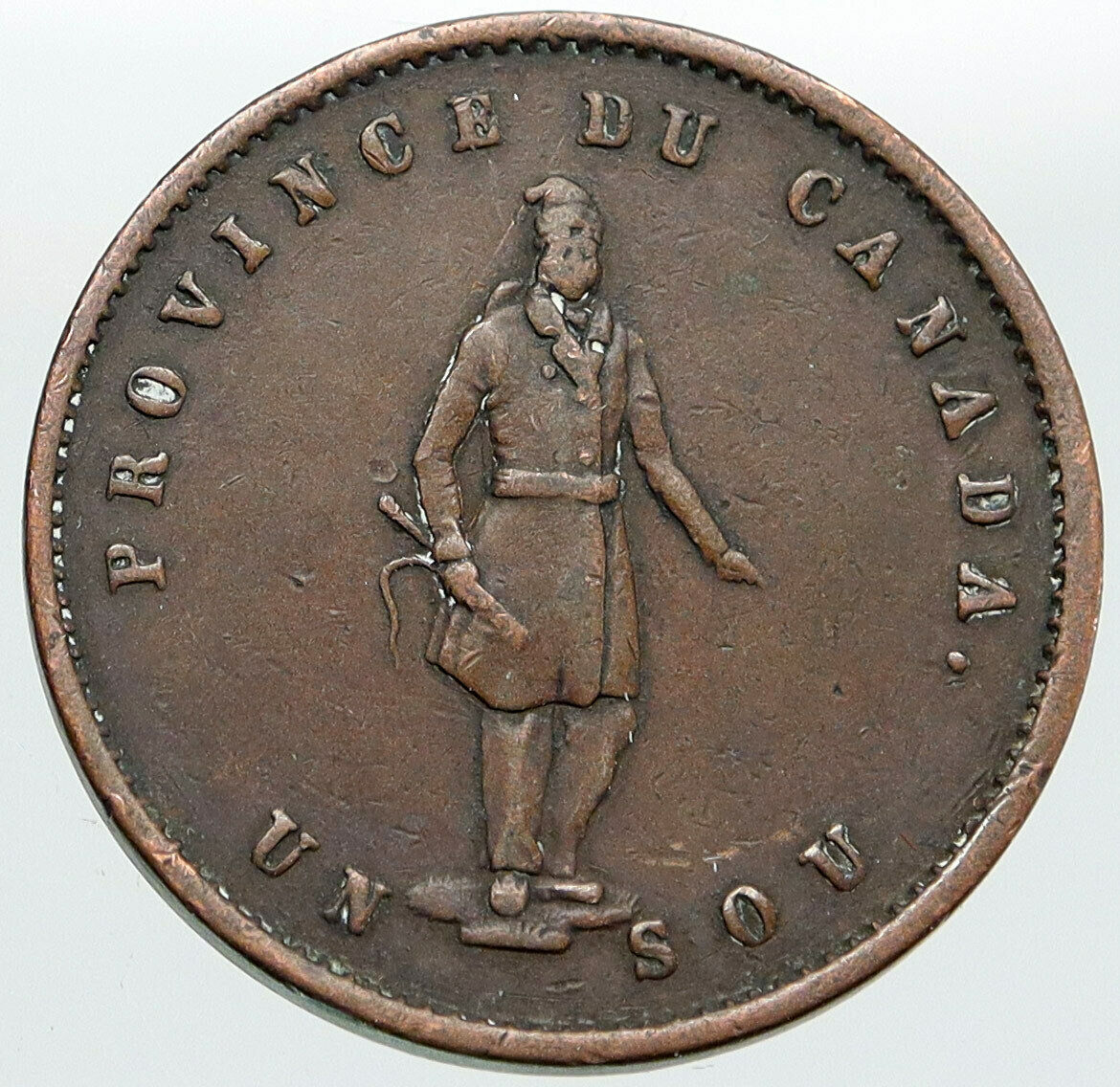 1852 CANADA Quebec Bank Token Historic Antique VINTAGE Half Penny Coin i87612