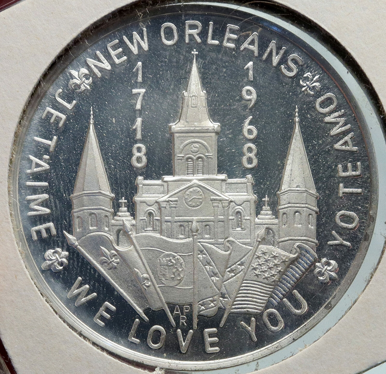 1968 UNITED STATES New Orleans LOUISIANA King of Carnival Silver Medal i87330