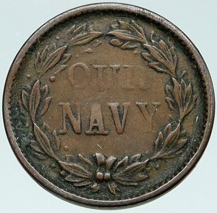 1863 United States CIVIL WAR PATRIOTIC Cent Token NAVY Coin LADY LIBERTY i87343