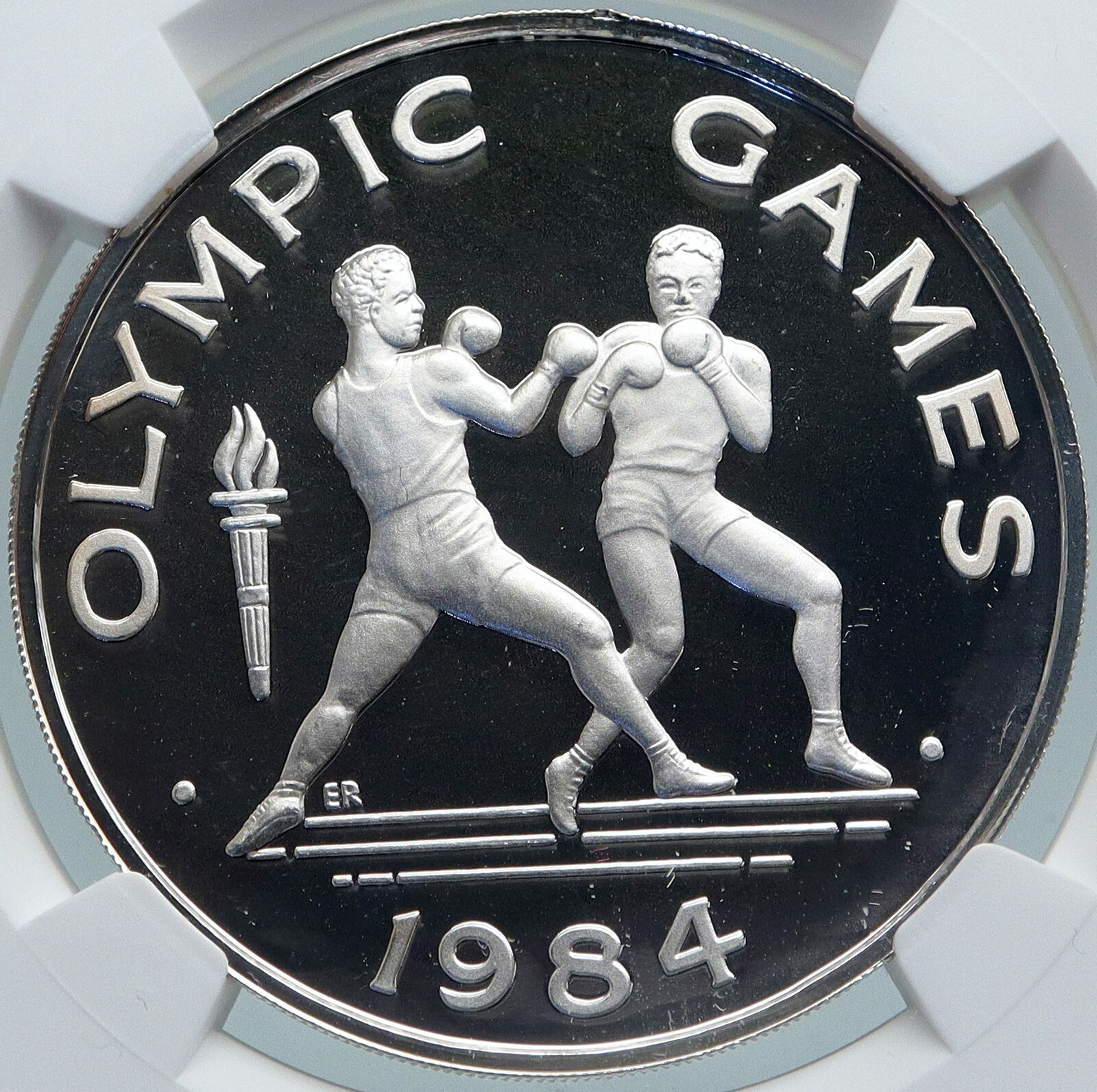 1984 SAMOA Los Angeles USA OLYMPICS BOXING Proof Silver 10 Tala Coin NGC i87816