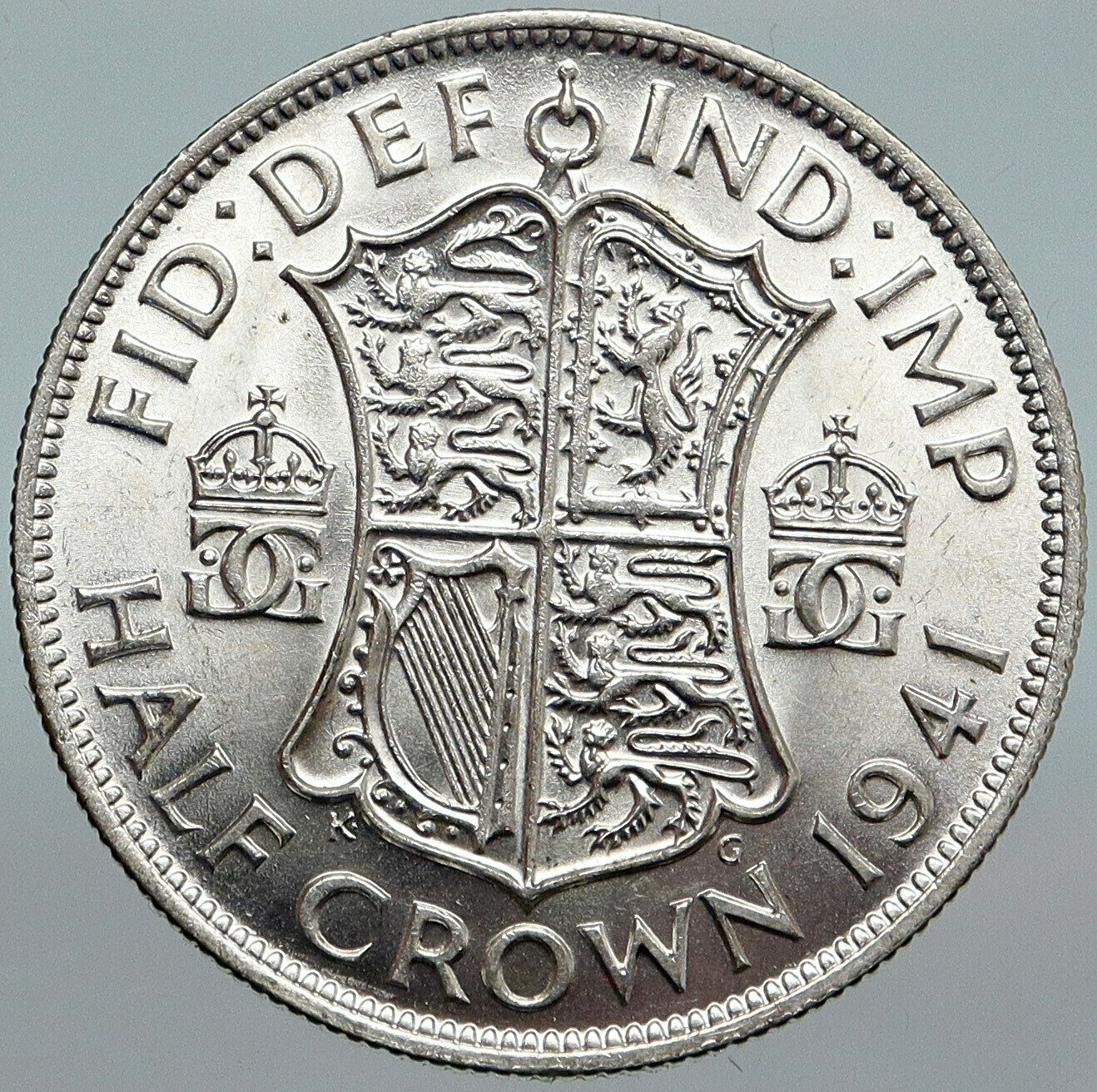 1941 Great Britain United Kingdom UK GEORGE VI Silver Half Crown Coin i88032