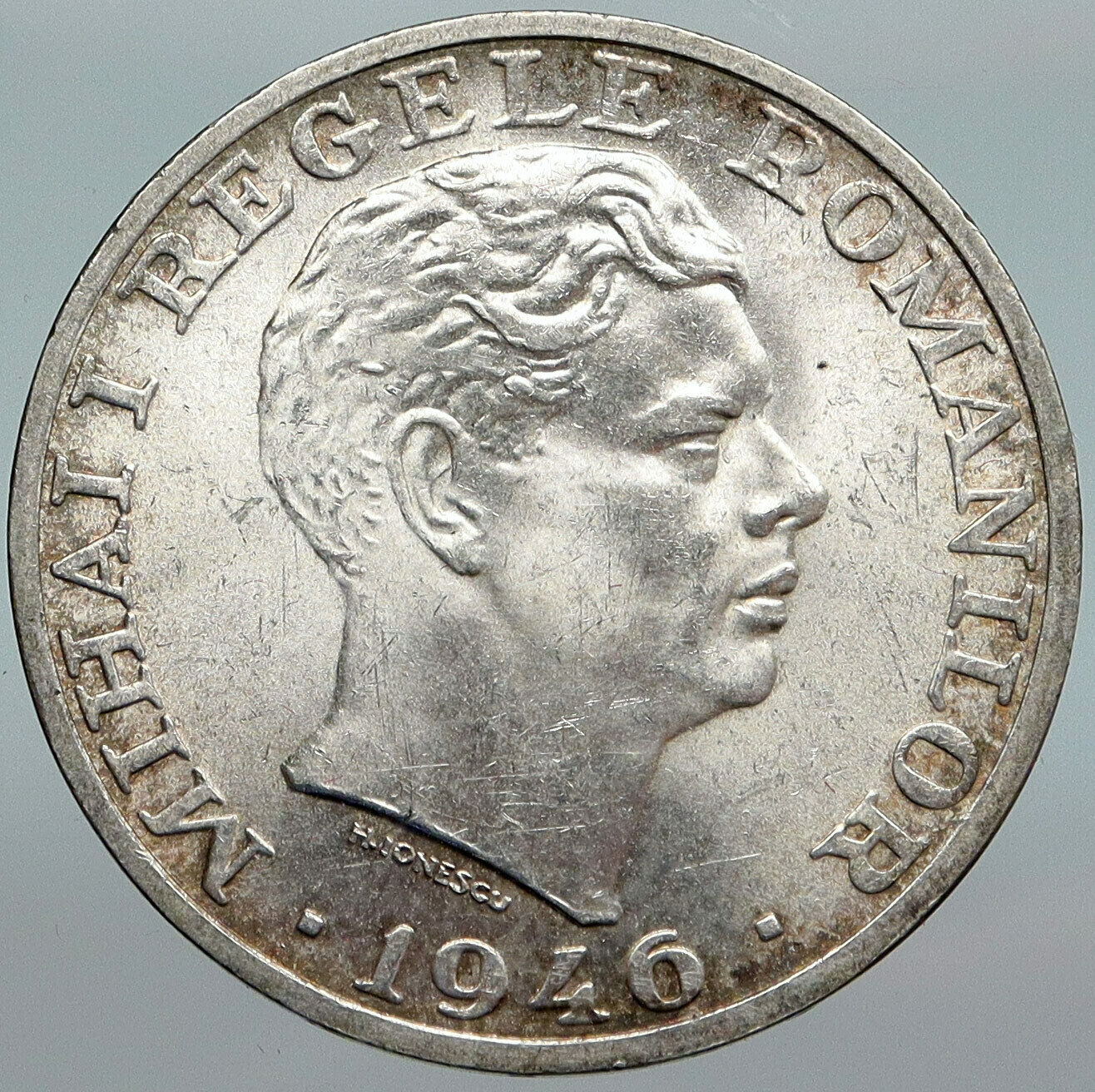 1946 ROMANIA King Michael I Shield Genuine Silver 25000 Lei Romanian Coin i88029