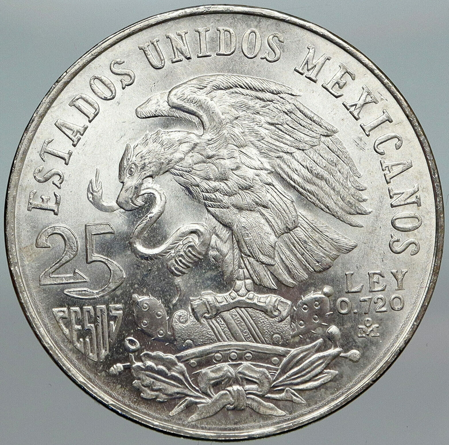 1968 Mexico XIX Olympic Games Aztec Ball Player BIG 25 Pesos Silver Coin i88049