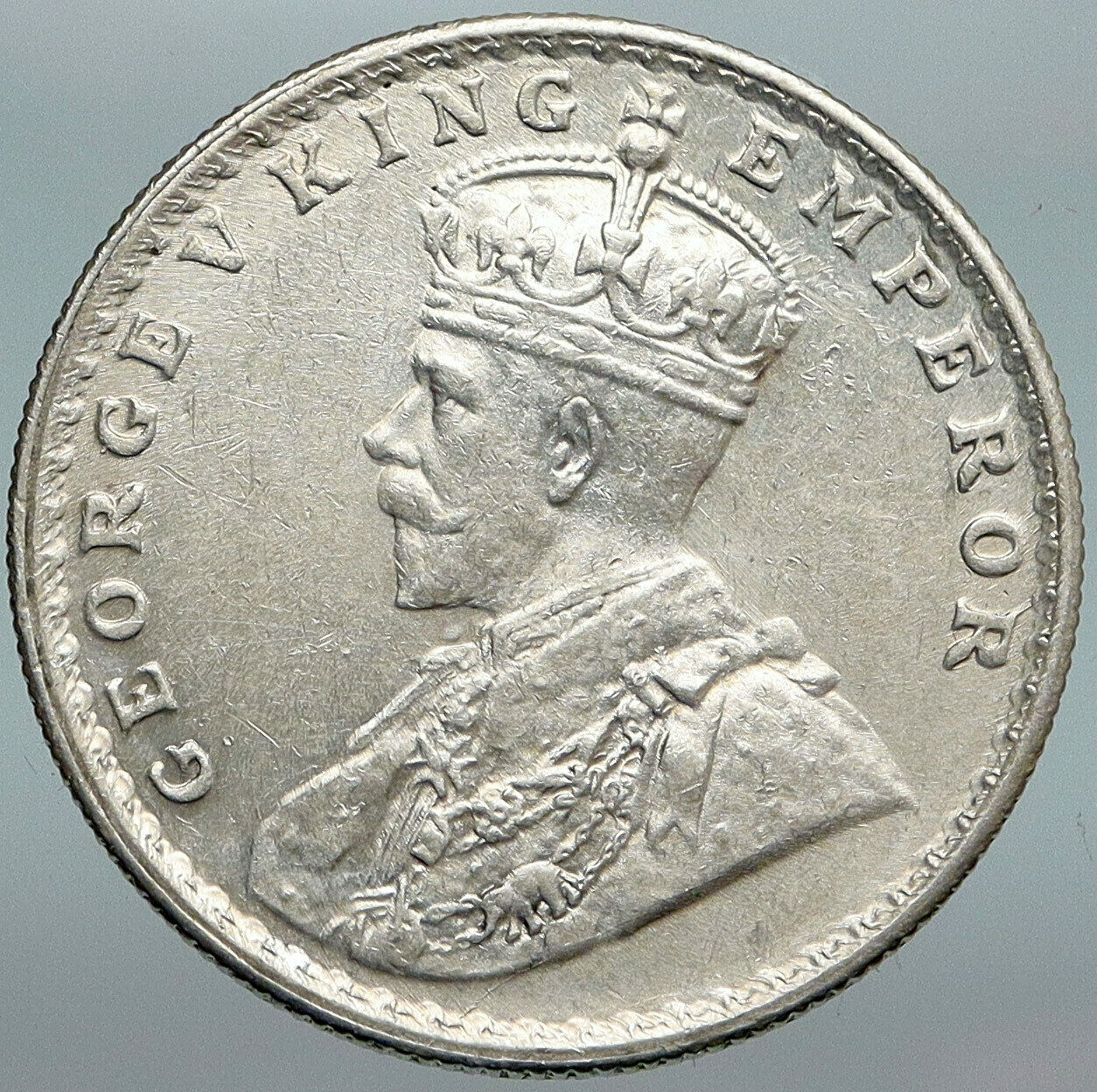 1918 INDIA UK King George V Silver Antique RUPEE Vintage OLD Indian Coin i88036