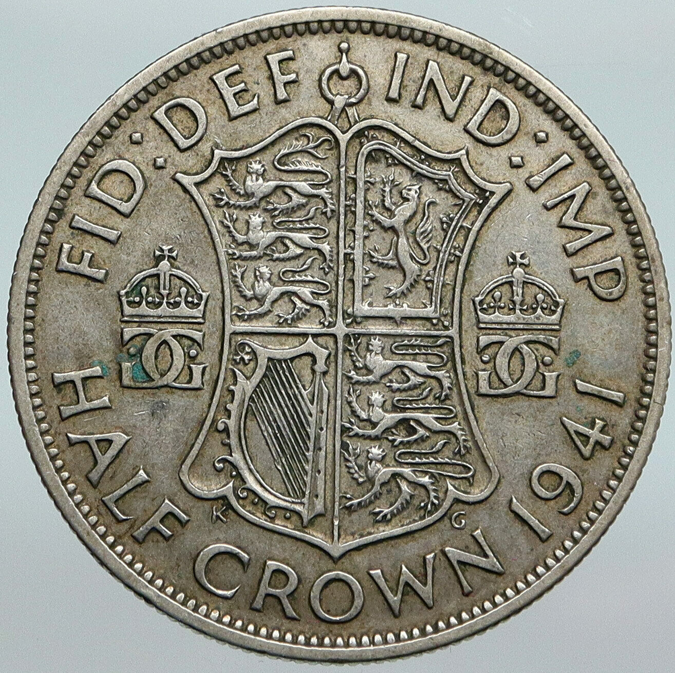 1941 Great Britain United Kingdom UK GEORGE VI Silver Half Crown Coin i88023