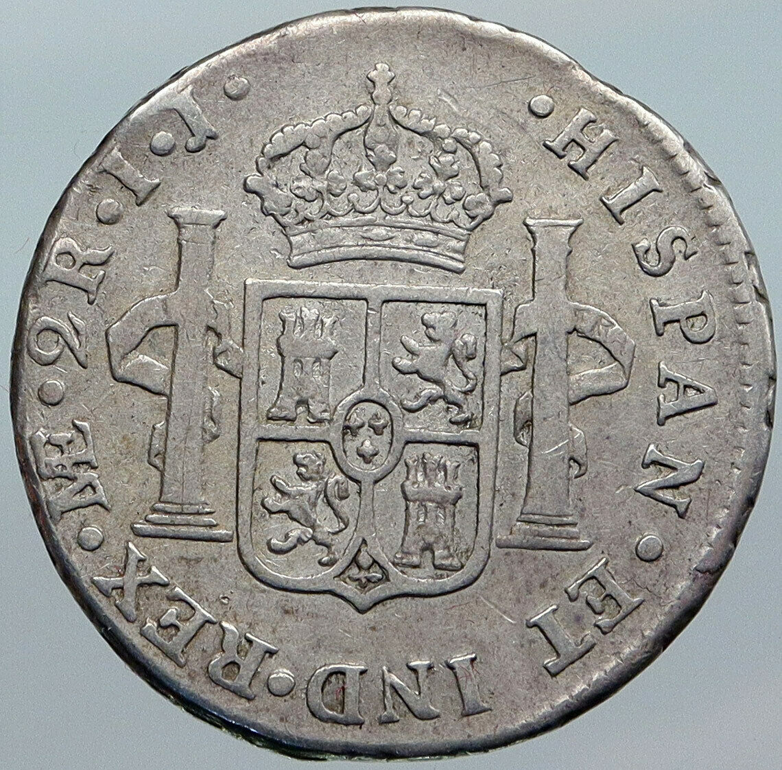 1794 IJ PERU South America KING CHARLES IV Silver Peruvian 2 Reales Coin i88060