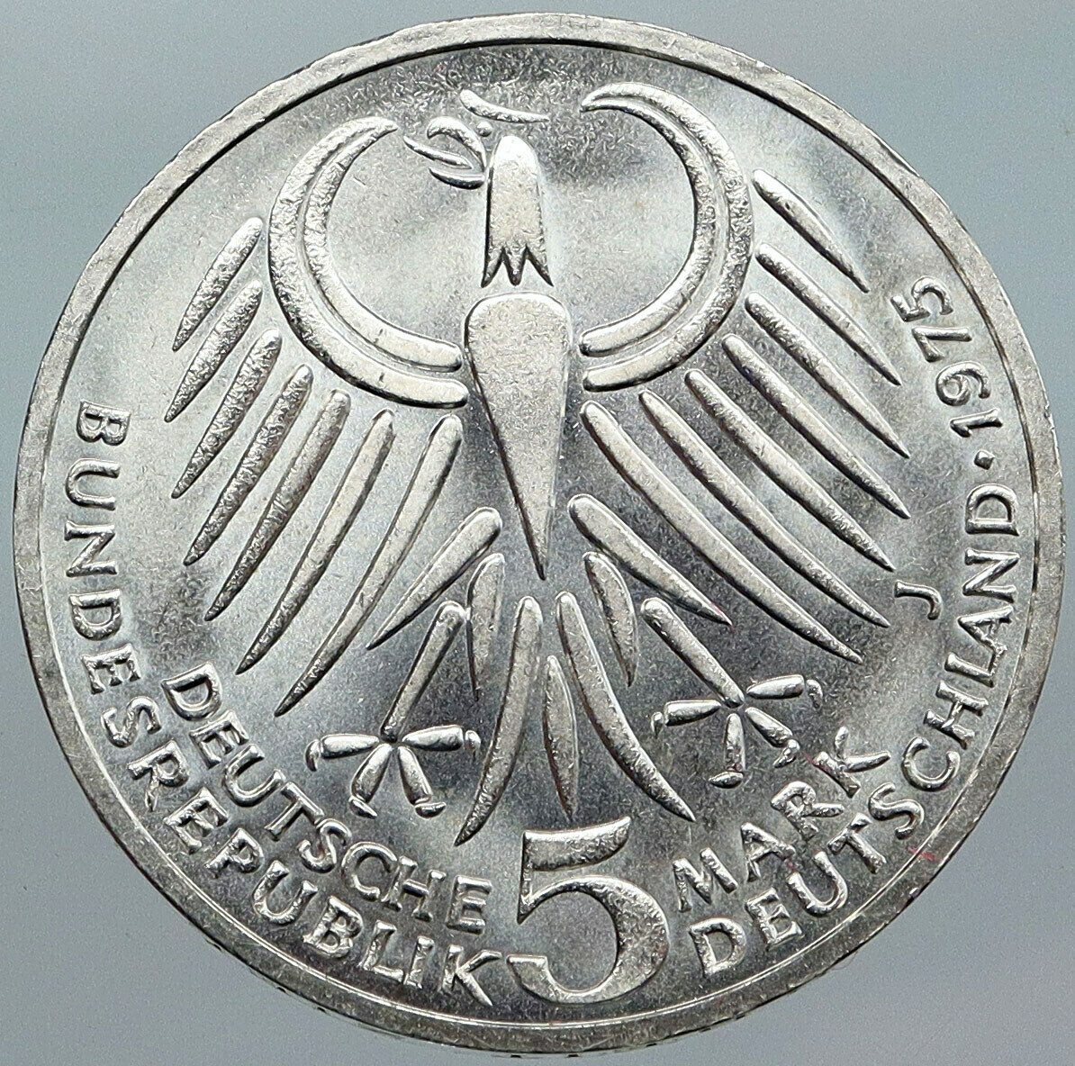 1975 GERMANY Politician Friedrich Ebert Antique Silver 5 Mark GERMAN Coin i88064