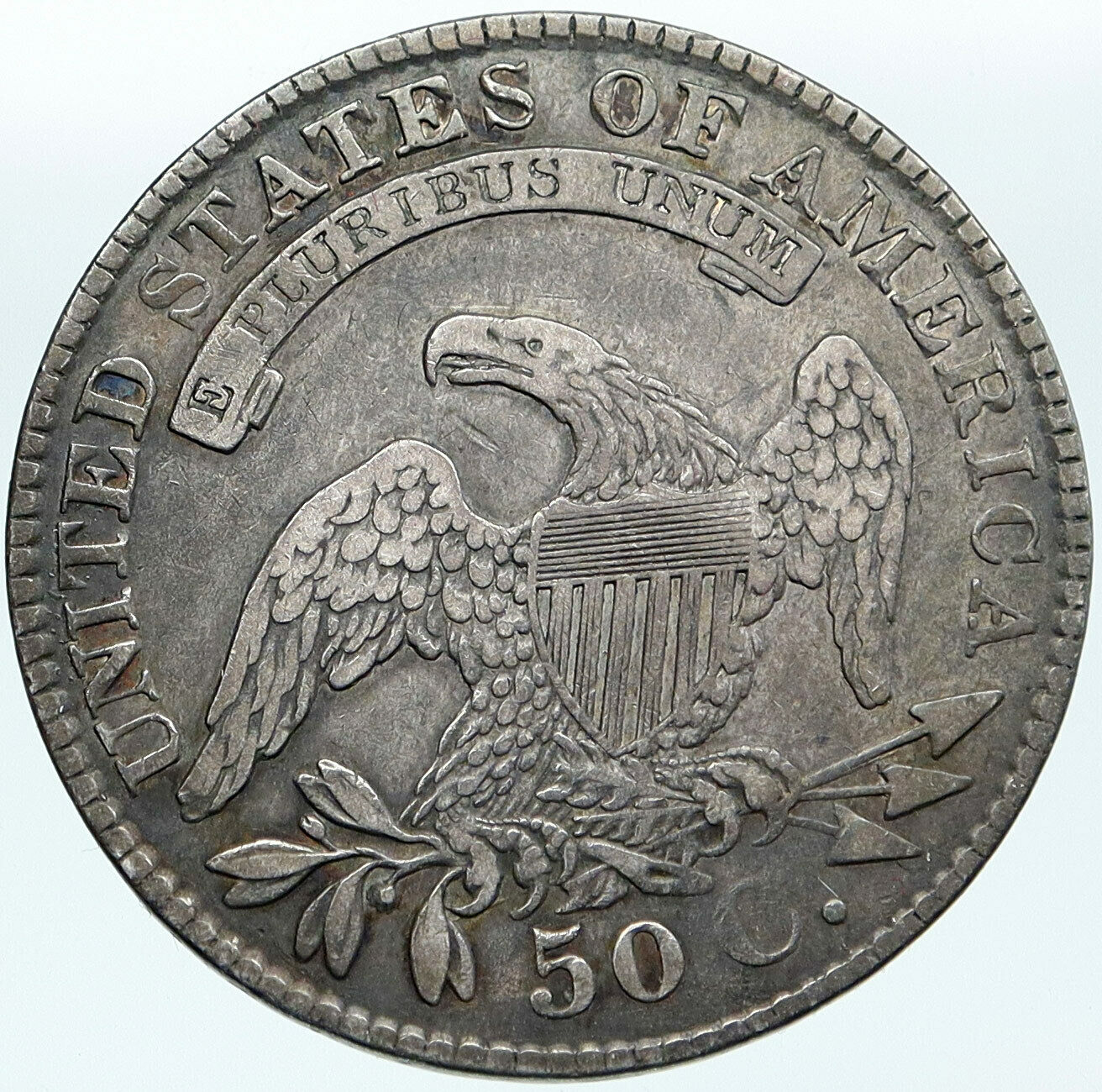 1829 USA Eagle & Liberty Antique VINTAGE OLD Silver 50c Half Dollar Coin i88096