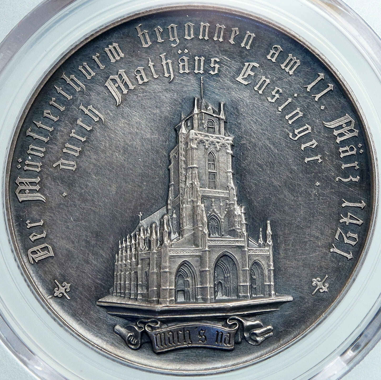 1893 SWITZERLAND Bern Cathedral Completion TOWER Swiss Silver Medal PCGS i88114