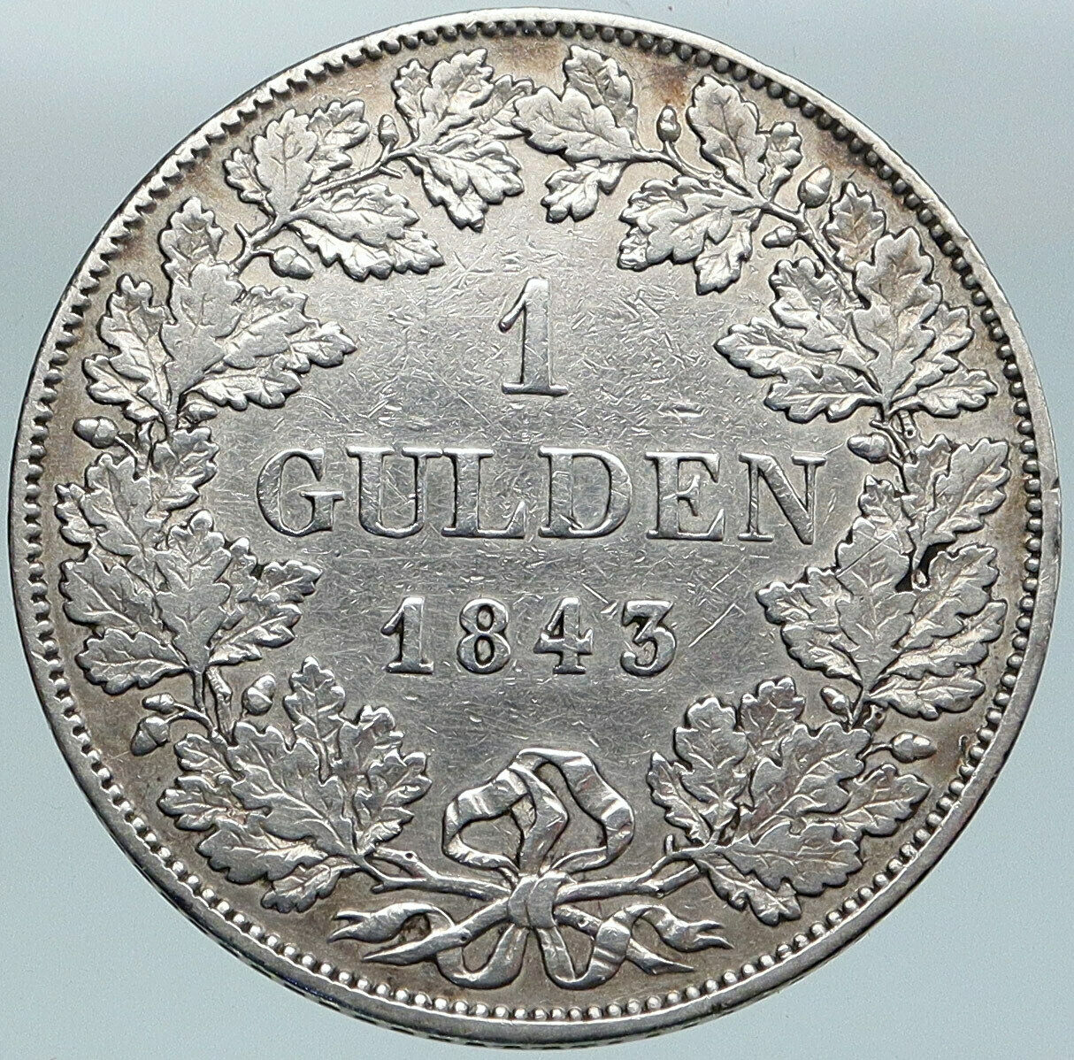 1843 GERMANY German States BAVARIA King Ludwig I OLD Silver Gulden Coin i88098