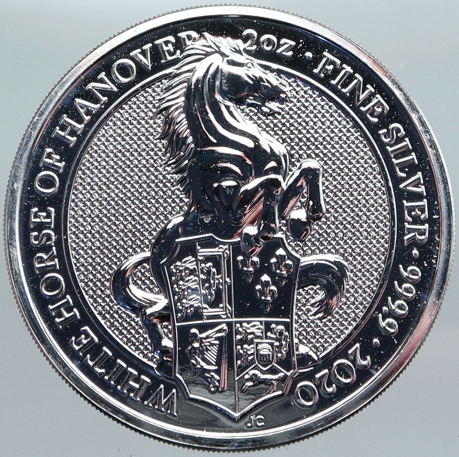 2020 UK Great Britain QUEEN ELIZABETH II Horse BEASTS Silver 2 OZ Coin i88072