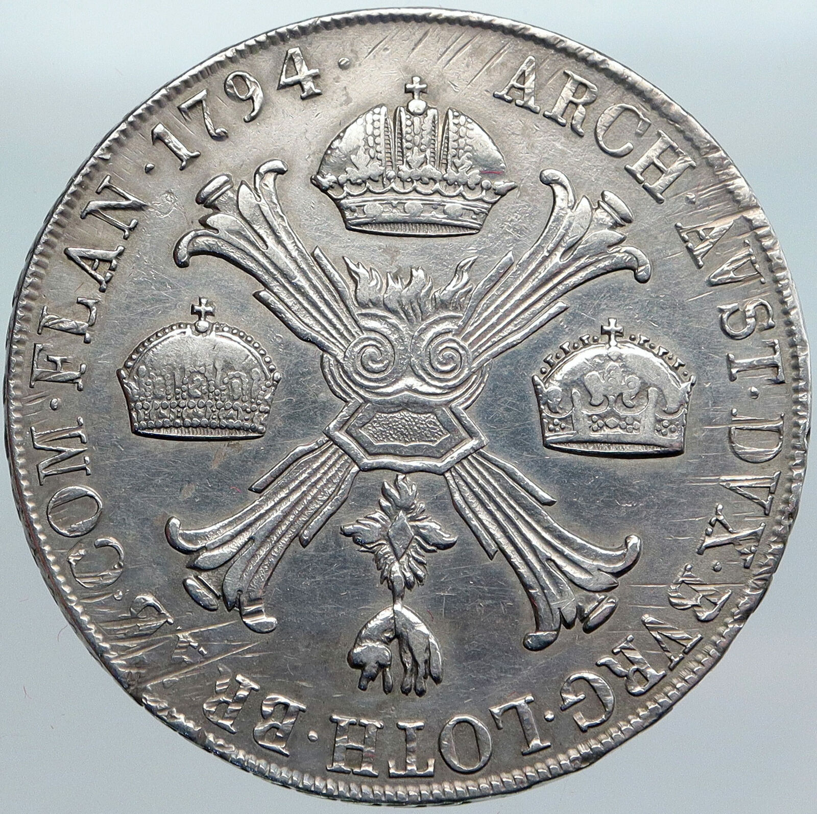 1794M AUSTRIA NETHERLANDS King Francis II Old Silver Kronentaler Coin i88068