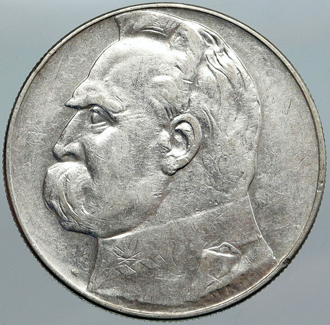 1935 POLAND Silver with Jozef Pilsudski Antique Silver 10 Zlotych Coin i88079