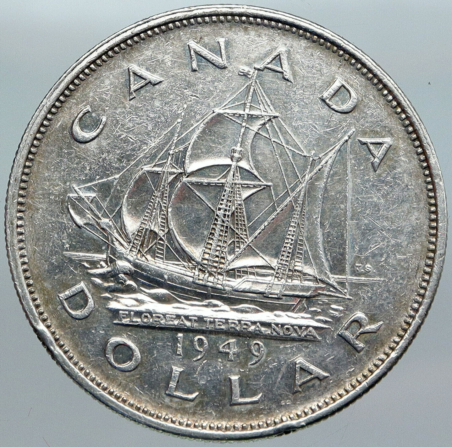 1949 CANADA UK King George VI SHIP Newfoundland OLD Silver Dollar Coin i88078