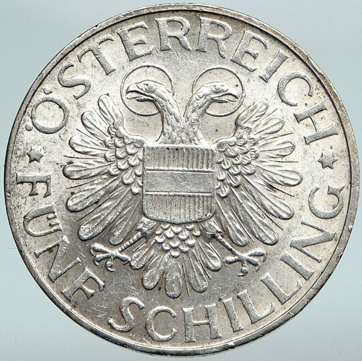 1934 AUSTRIA Mariazell Madonna HISTORIC Halos UNC Silver 5 Schilling Coin i88173