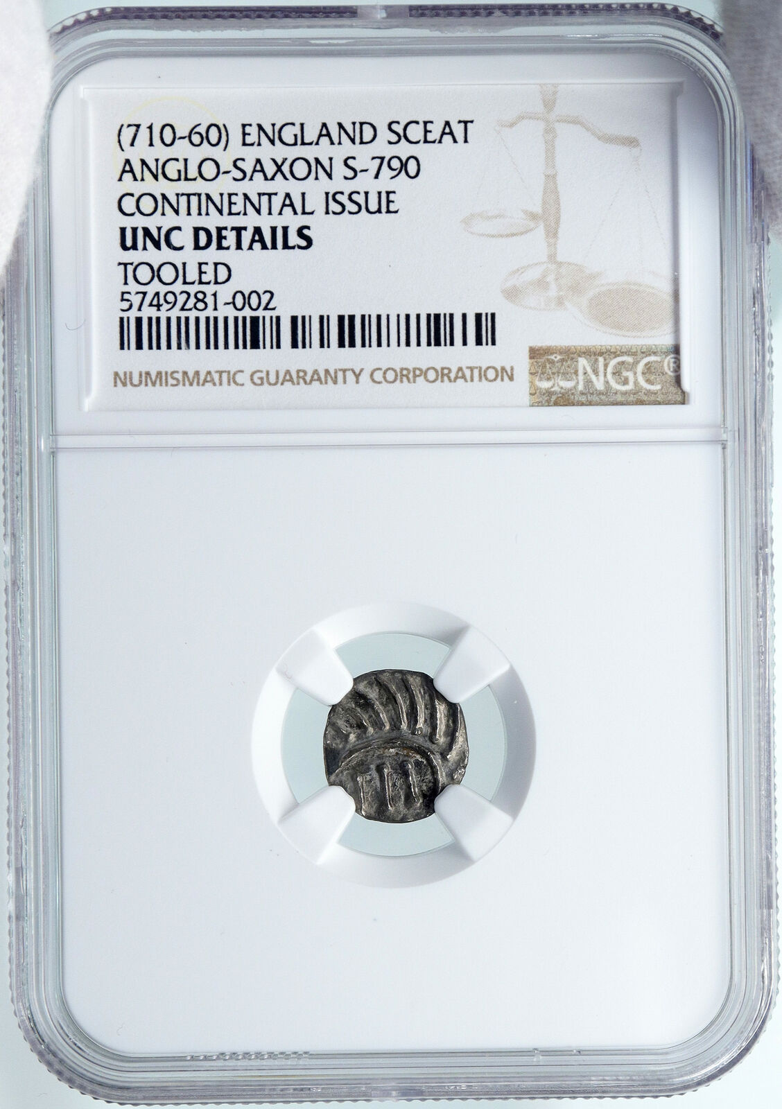 710-760AD ANGLO-SAXON Frisia Continental Silver Sceatt Coin RARE NGC i87805