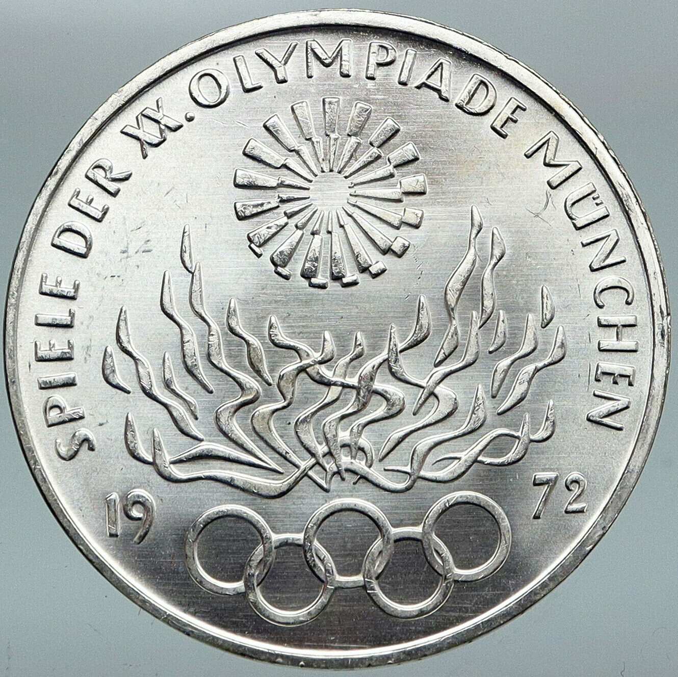 1972 Germany Munich Summer Olympic Antique Vintage Silver 10 Mark Coin i88253