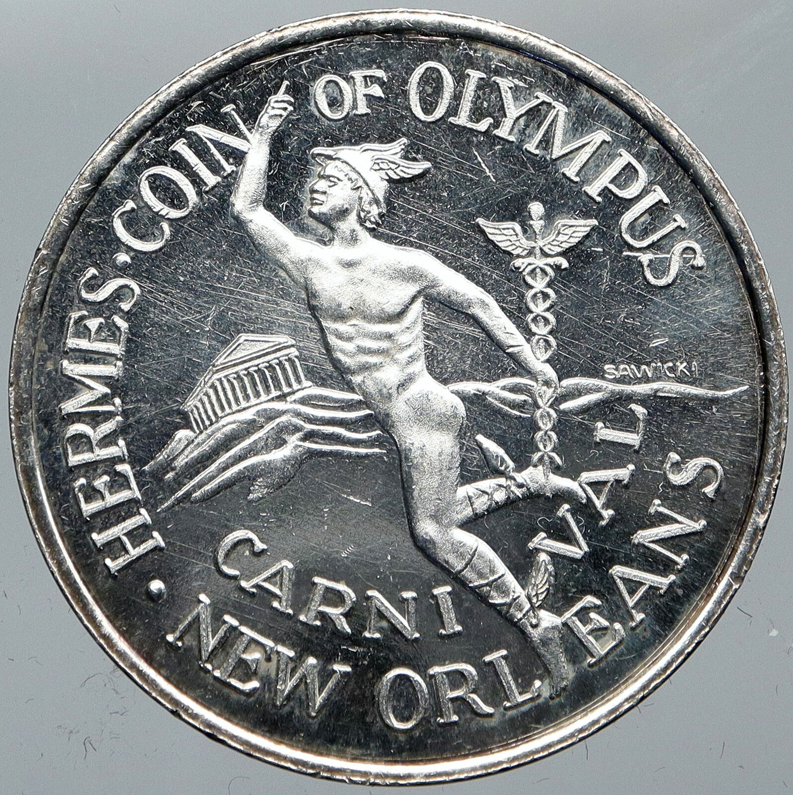 1985 UNITED STATES New Orleans LOUISIANA Hermes Carnival OLD Silver Medal i88611