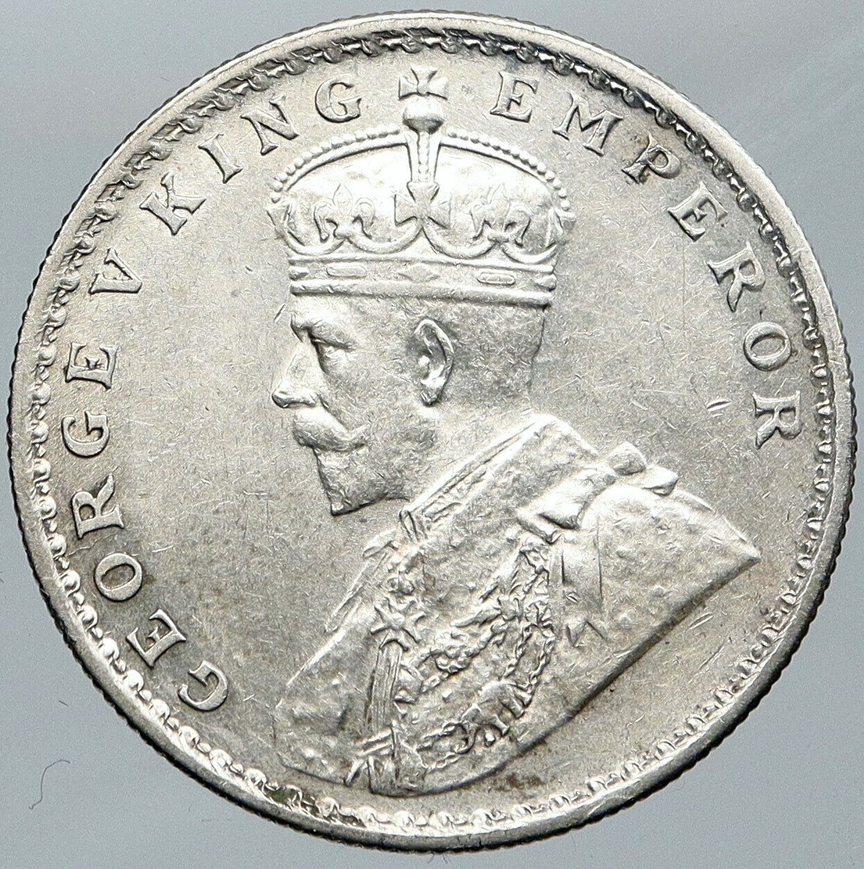 1916 INDIA UK King George V Silver Antique RUPEE Vintage Indian Coin i88608