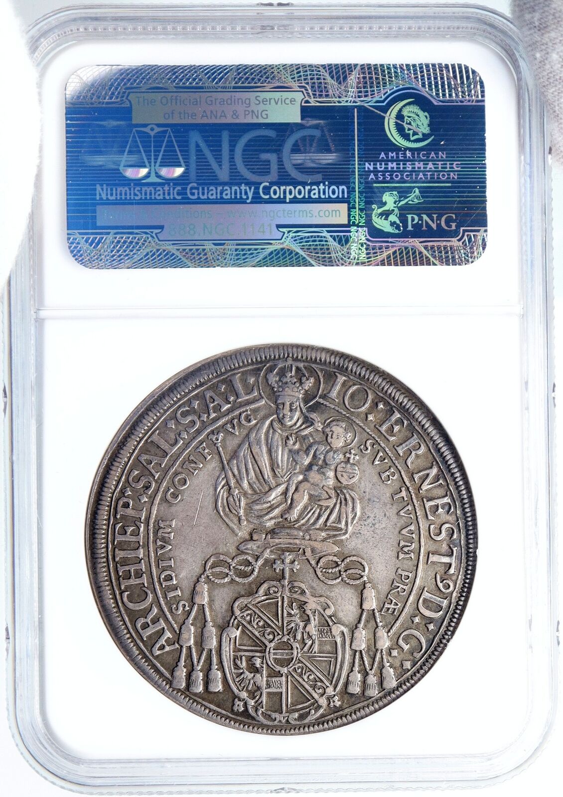 1694 AUSTRIA Salzburg Saint RUPERT Madonna ANTIQUE Silver Taler Coin NGC i89060