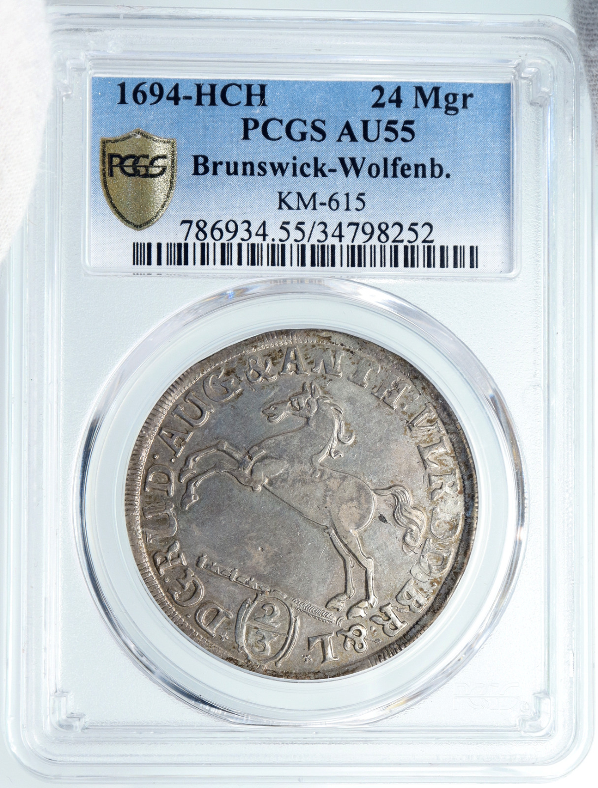 1694 GERMANY Brunswick Wolfenbutl HORSE 24Mariangroschen SILVER Coin PCGS i89058