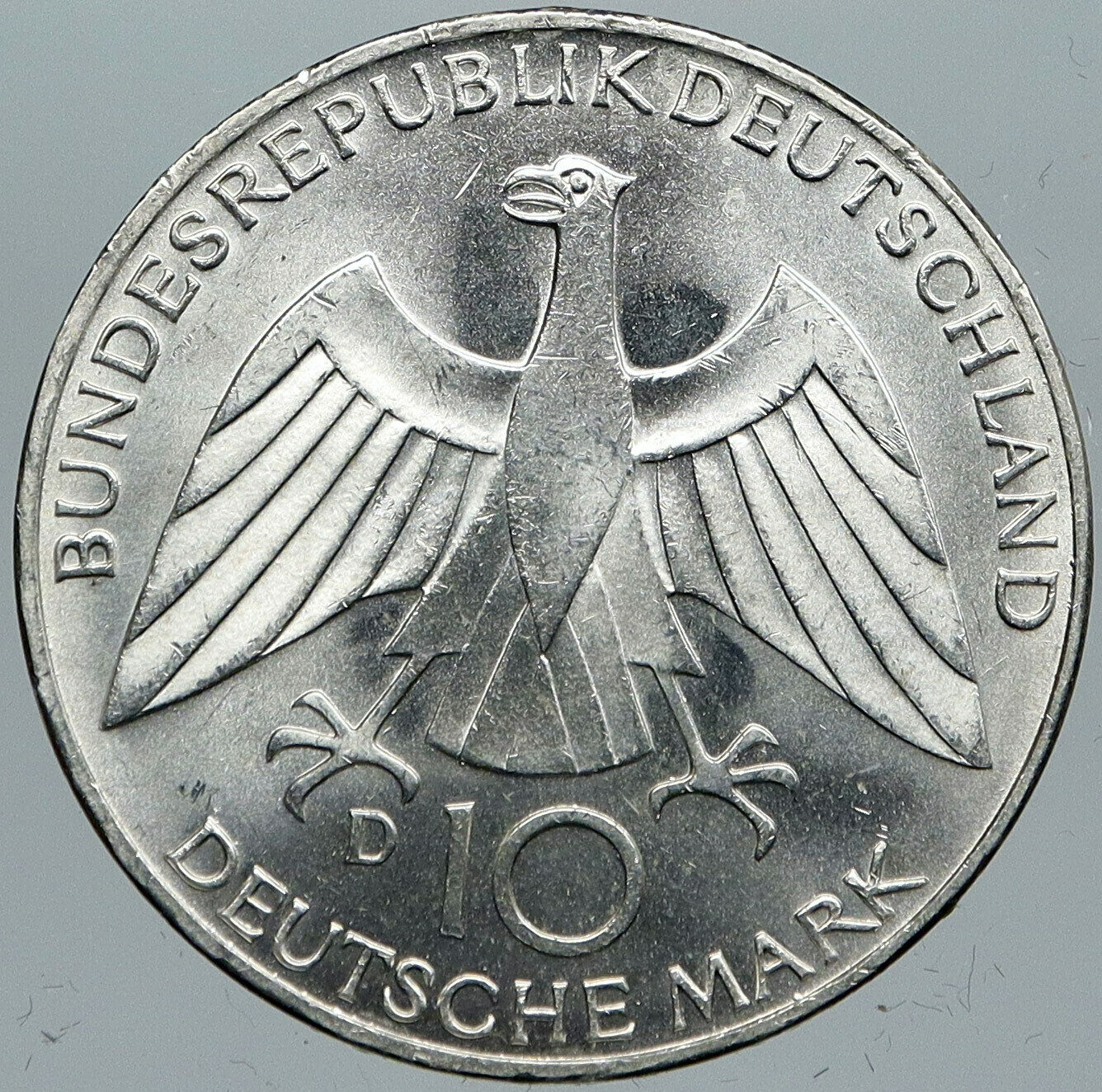 1972 GERMANY Munich Summer Olympics Games Schleife 10 Mark Silver Coin i88651