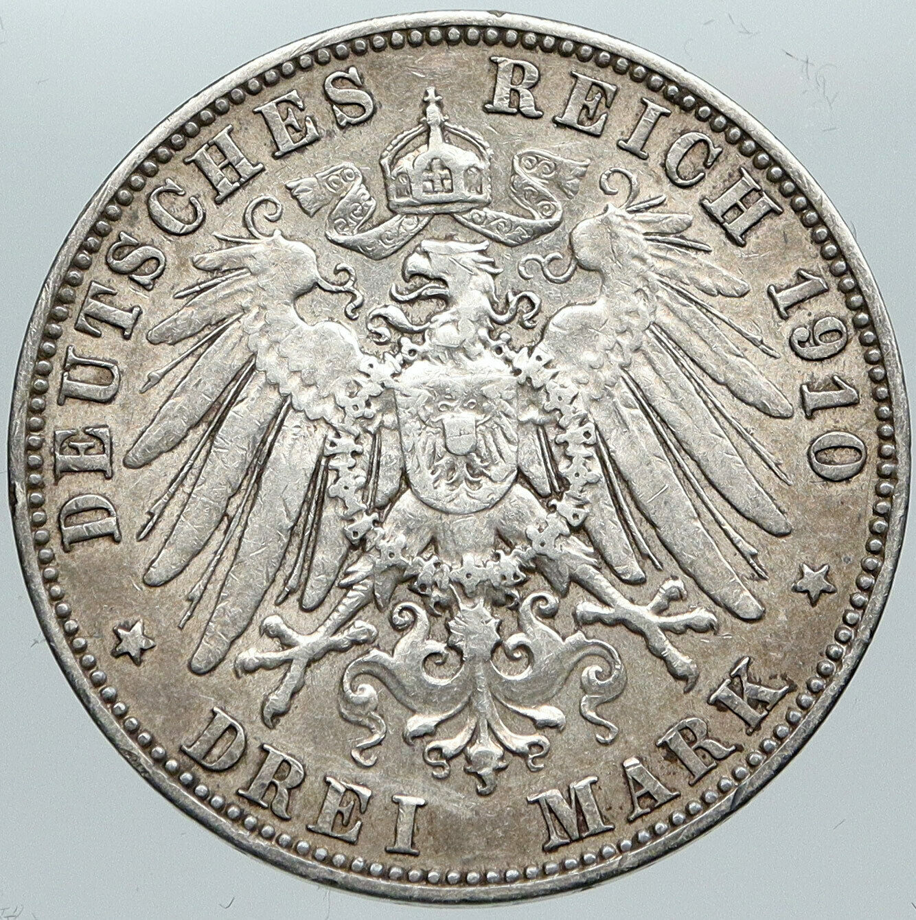 1912 GERMANY EMPIRE German States SAXONY Friedrich III Silver 3 Mark Coin i88659