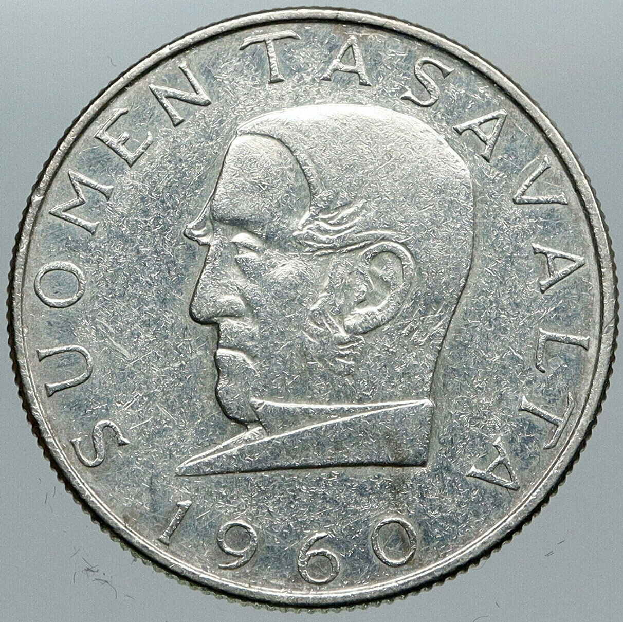 1960 FINLAND Currency Commemorative VINTAGE OLD Silver 1000 Markkaa Coin i88662