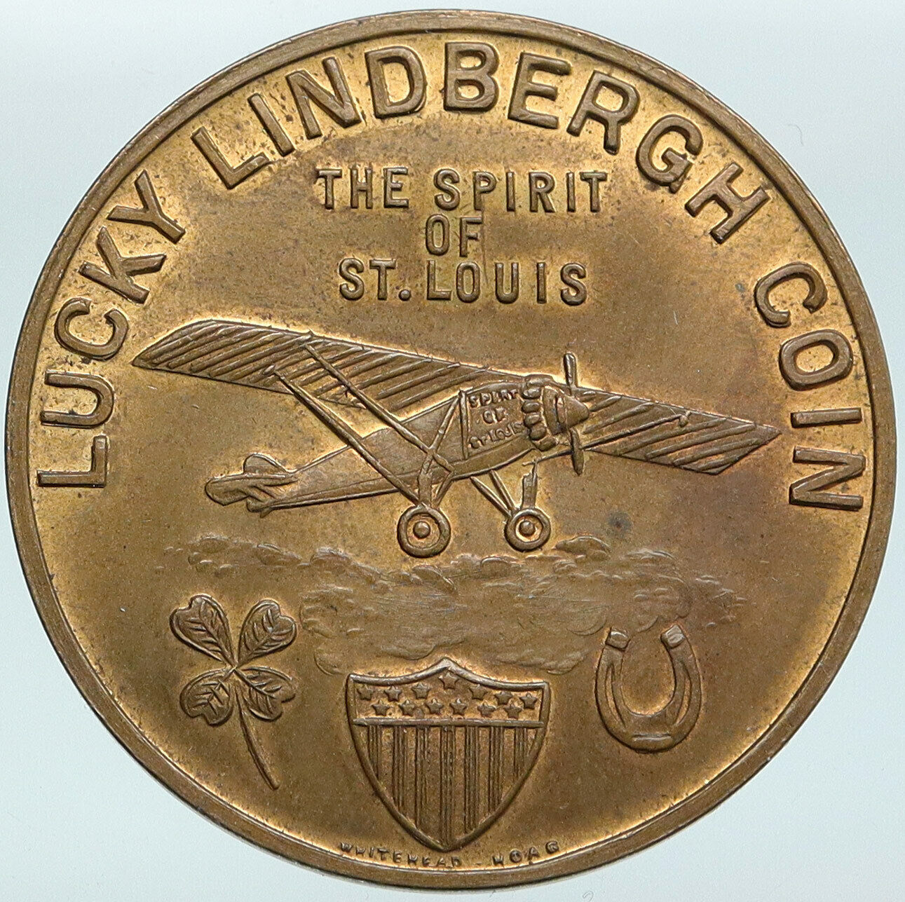 1927 USA Charles LUCKY Lindbergh Pilot Spirit of Saint Louis OLD Medal i88140