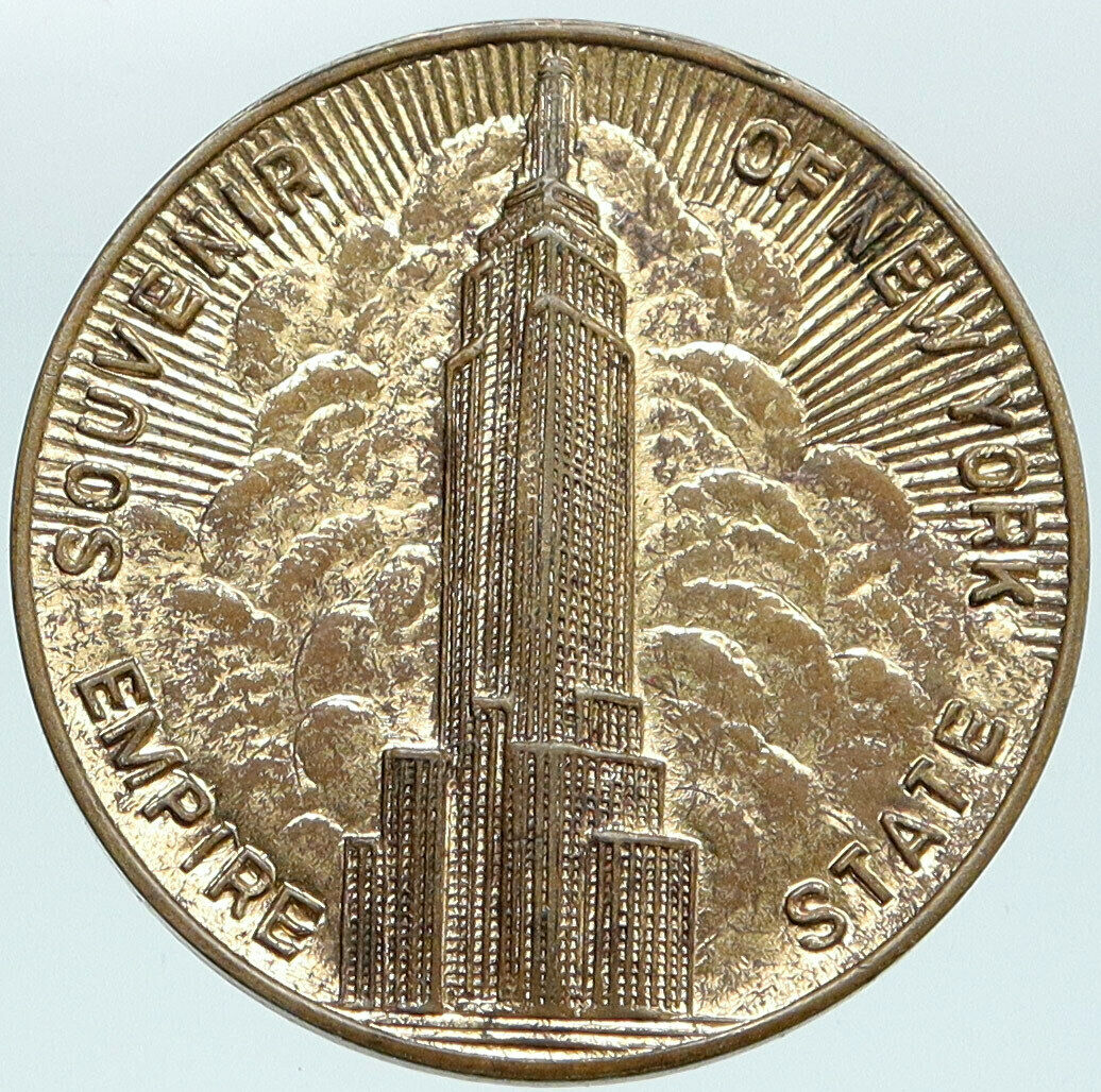 1930s UNITED STATES USA NYC New York City EMPIRE STATE BUILDING Old Medal i88138