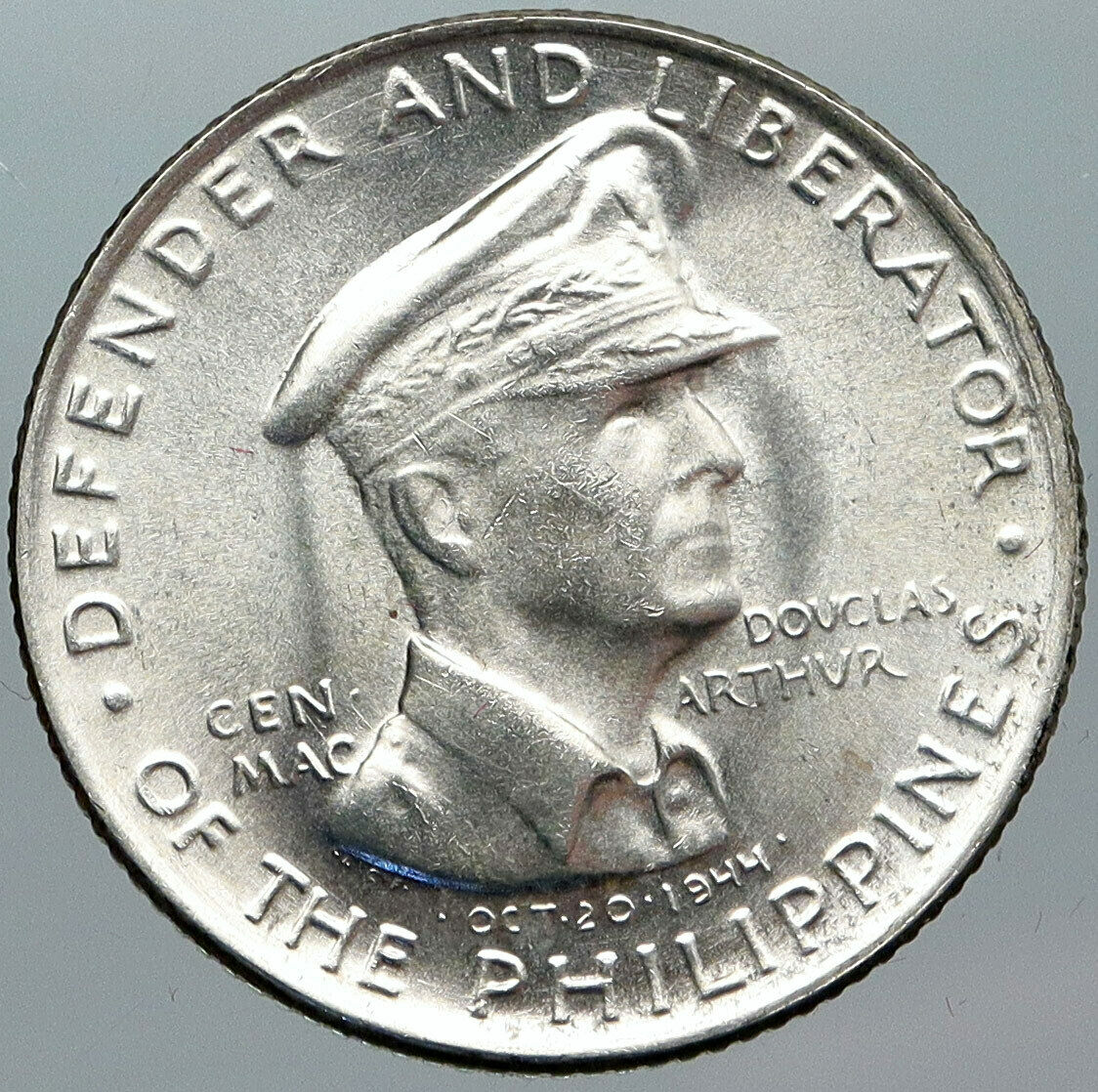 1947 PHILIPPINES w US WWII General DOUGLAS MACARTHUR Antique Silver Coin i88801