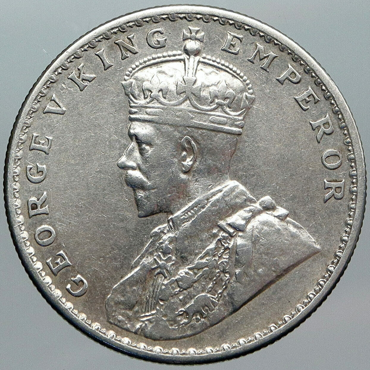 1919 INDIA UK King George V Silver Antique RUPEE Vintage Indian Coin i88817