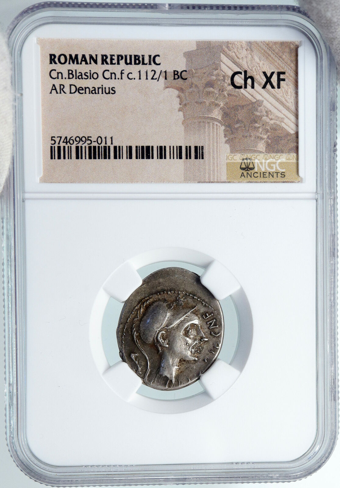 112BC Roman Republic Rome GENERAL SCIPIO AFRICANUS Silver Coin NGC i88367