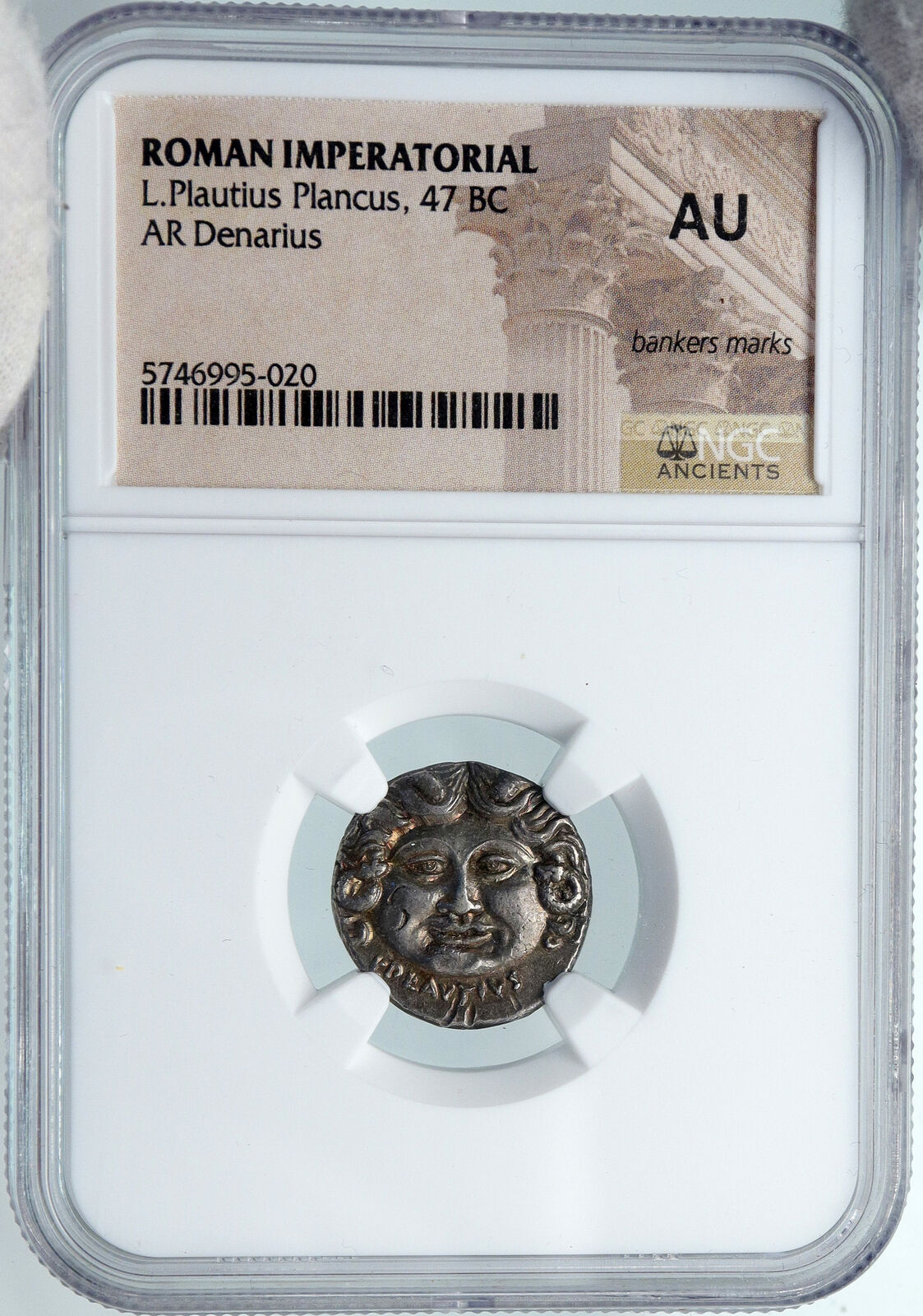 Roman Republic MEDUSA & AURORA Ancient Silver Roman 47BC Rome Coin NGC i88366