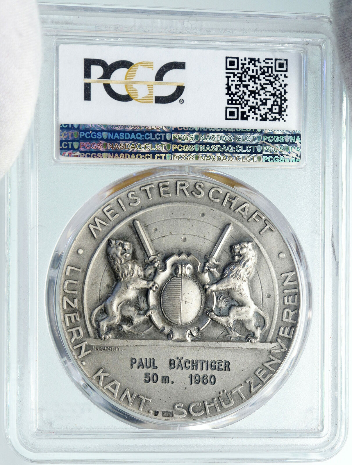 1960 SWITZERLAND Lucerne SHOOTING FESTIVAL 50mter Swiss Silver Medal PCGS i87738