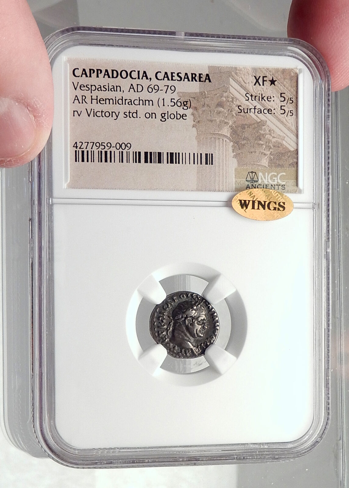 VESPASIAN Authentic Ancient Silver Caesarea Cappadocia Roman Coin NGC i72403