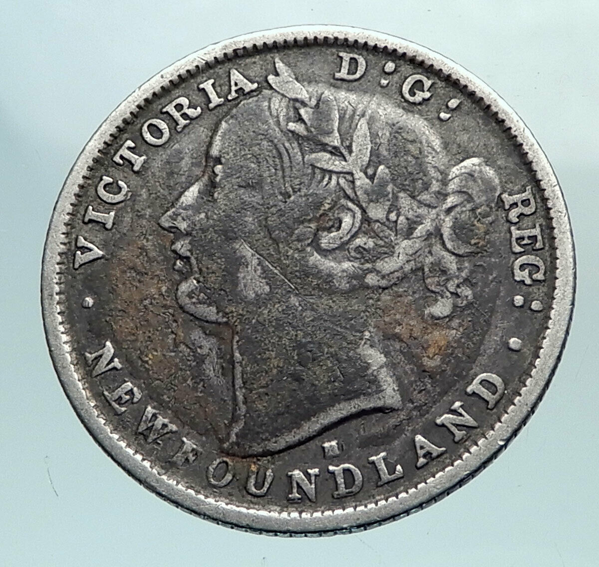 1876 CANADA NEWFOUNDLAND UK Queen VICTORIA Genuine Silver 20 Cents Coin i81080